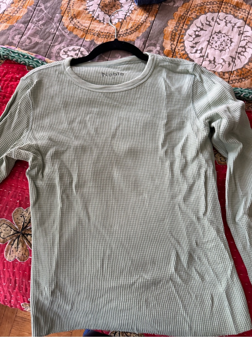 Aerie Long Sleeve Waffle Knit Tee - Sage Green